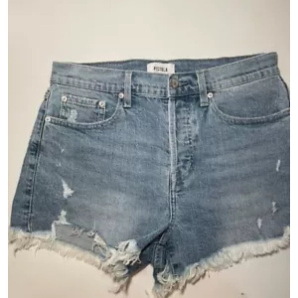 Pistola Shorts Women 28 Cutoff Raw Hem Light Blue 100% Cotton Distressed
